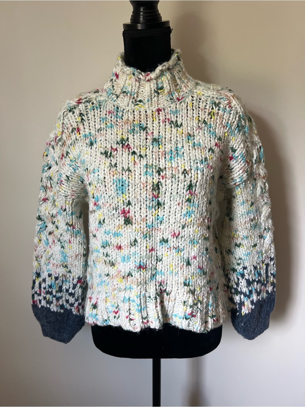 Anthropologie Women's Speckled Chunky-Knit Mock Neck Pullover Sweater XS